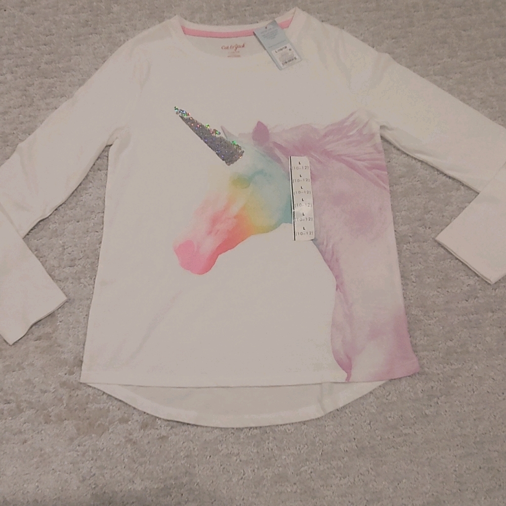 NWT Cat& Jack Unicorn long sleeve tee w/sequin
